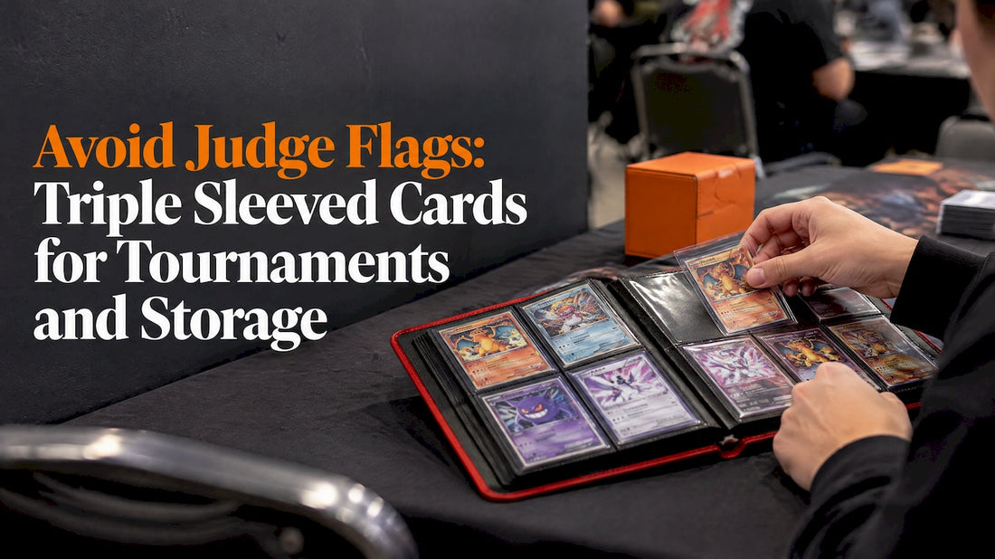 Triple-sleeved card entering an Unlucky binder